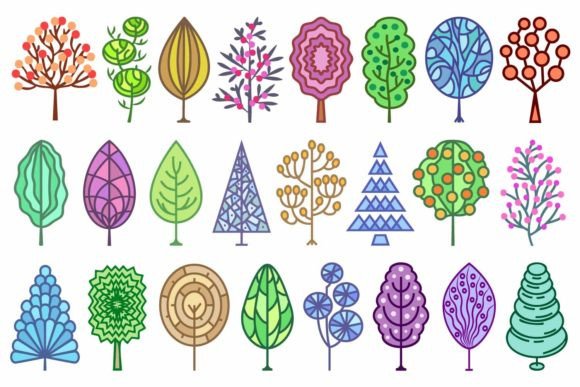 Abstract Decorative Trees: Graphics and Illustrations for Creative Publishing