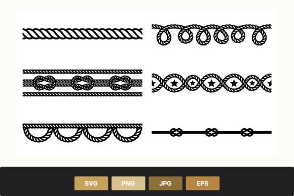 Black Rope Decorative Borders Vector Set: Graphics & Illustrations for Digital Sellers