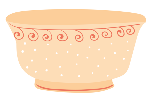 Ceramic Bowl Icon. Hand Drawn Decorative Graphics