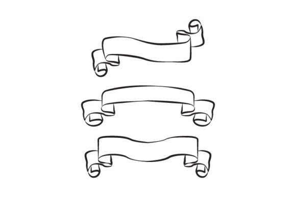 Clipart Ribbon Banner Decorative Outline: Graphics for Creative Projects
