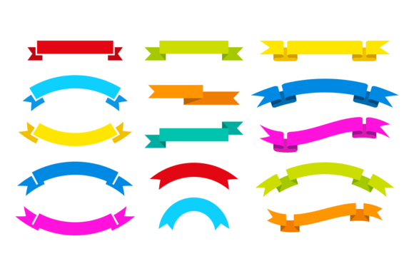Color Ribbons Set. Decorative Paper Bann