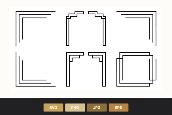Decorative Black Geometric Corner Frames: Graphics for Modern Branding