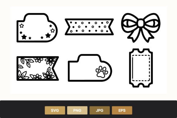 Decorative Black White Tag Line Art: Graphics for Creative Design