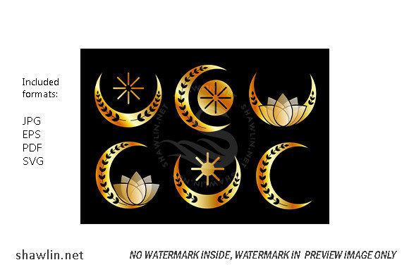 Decorative Crescent Moons Gold Graphics