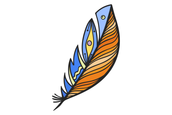 Decorative Feather. Colorful Texture Fan