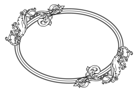 Decorative Oval Frame with Vintage Filig Graphics
