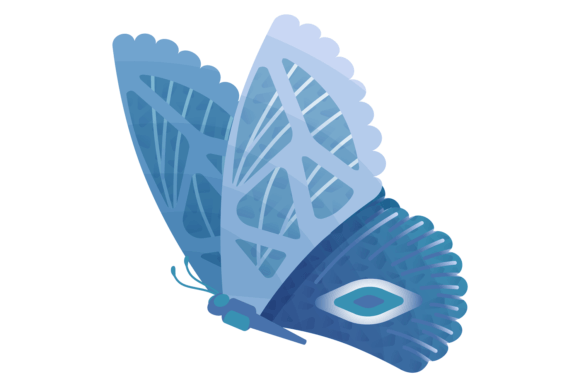 Decorative Summer Butterfly. Blue Fantas Graphics