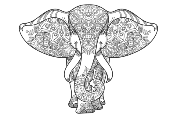 Elephant Shape with Decorative Zen Patte: Graphics and Illustrations for Branding
