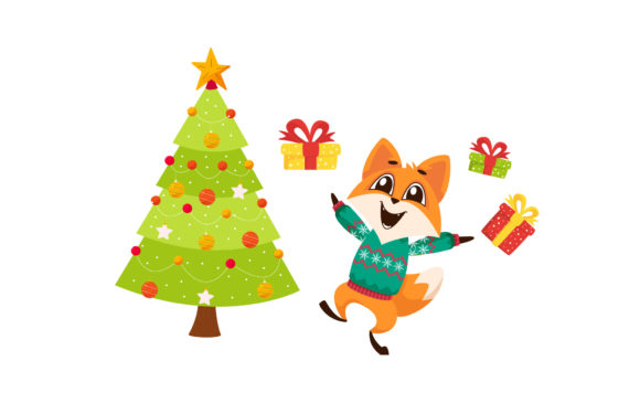 Fox Christmas Illustration Decorative Graphics