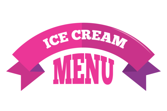 Ice Cream Menu Logo. Decorative Ribbon L