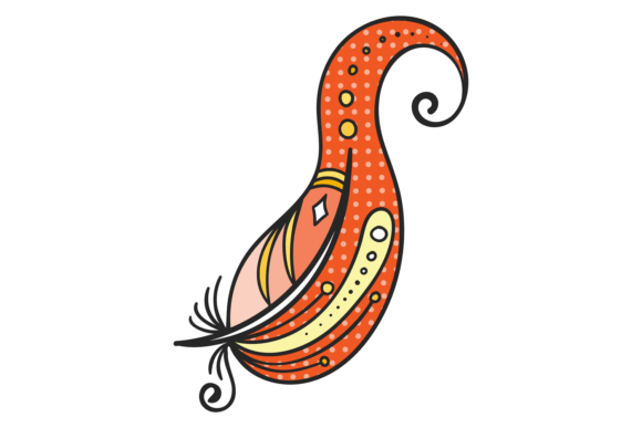 Indian Colorful Feather. Decorative Quil Graphics
