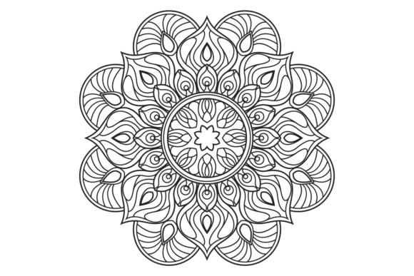 Mandala Line Drawing. Decorative Indian Graphics
