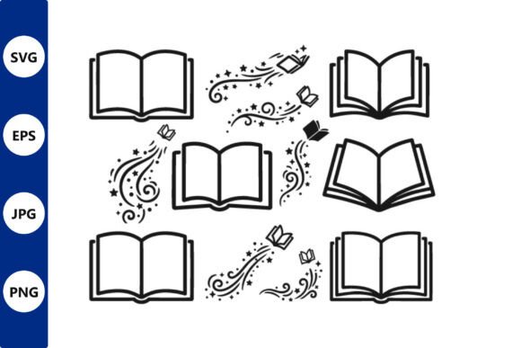Open Book Icon Vector Set Decorative Graphics