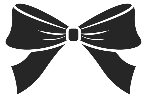 Ribbon Bow Black Icon. Decorative Gift S