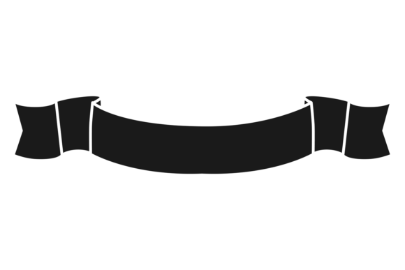 Ribbon Label Template. Black Decorative Graphics