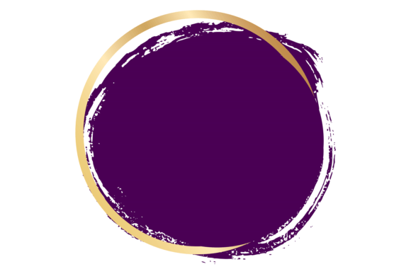 Round Golden Frame with Decorative Brush