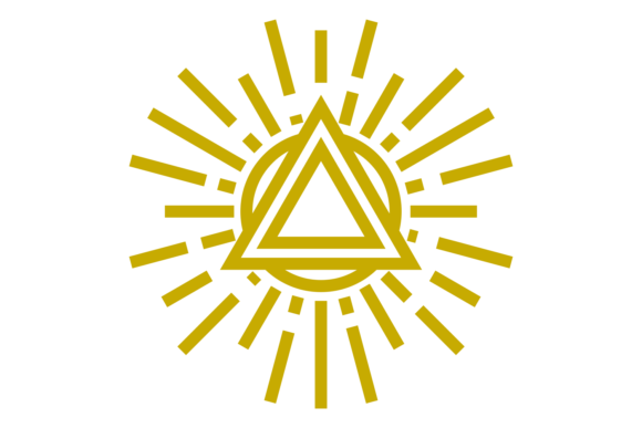 Triangle on Shining Sun. Decorative Symb